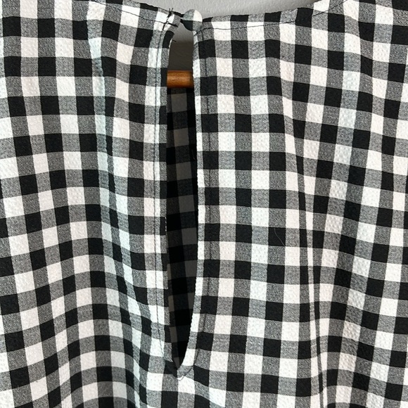 Signature Reitmans Seersucker Gingham Plaid Blouse Puff Sleeve Black White XXL - Picture 7 of 13